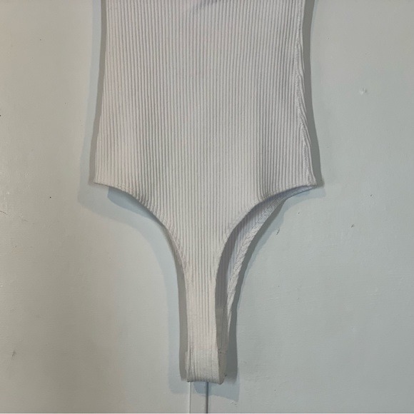 Vince Rib Scoop Back Bodysuit in Optic White - Picture 7 of 11